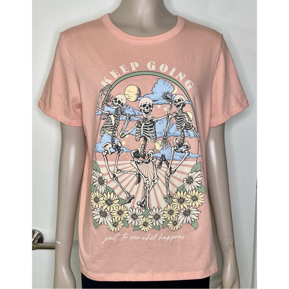 Zoe + Liv Peach Keep Going Skull Tee